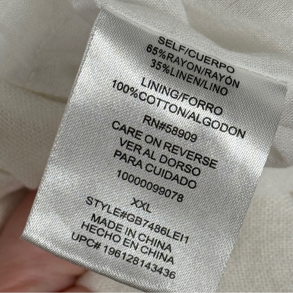 GB Linen Blend White Ruffle Mini Tank Dress Spring Summer Minimalist Chic XXL - Picture 10 of 12